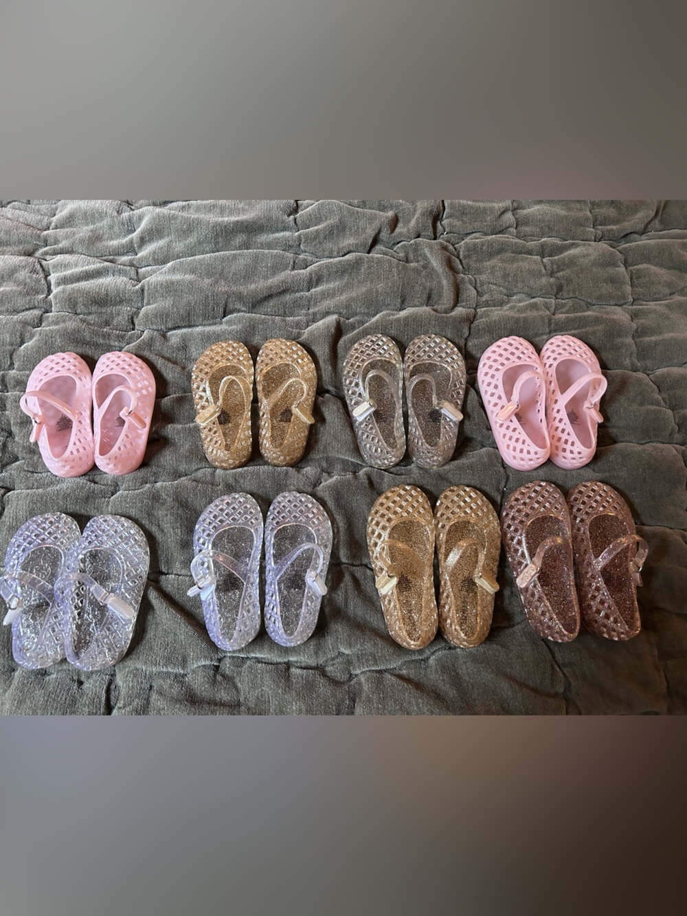 Lot of 8 Glitter Jelly Baby Toddler Shoes - Assorted sz and Colors 5 
 6 and 7